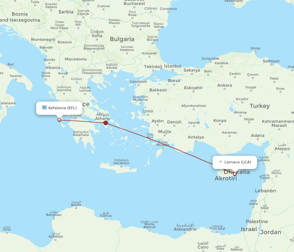 LCA-EFL flight routes