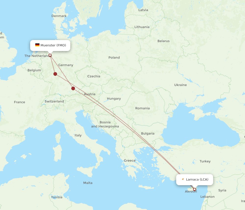 LCA-FMO flight routes