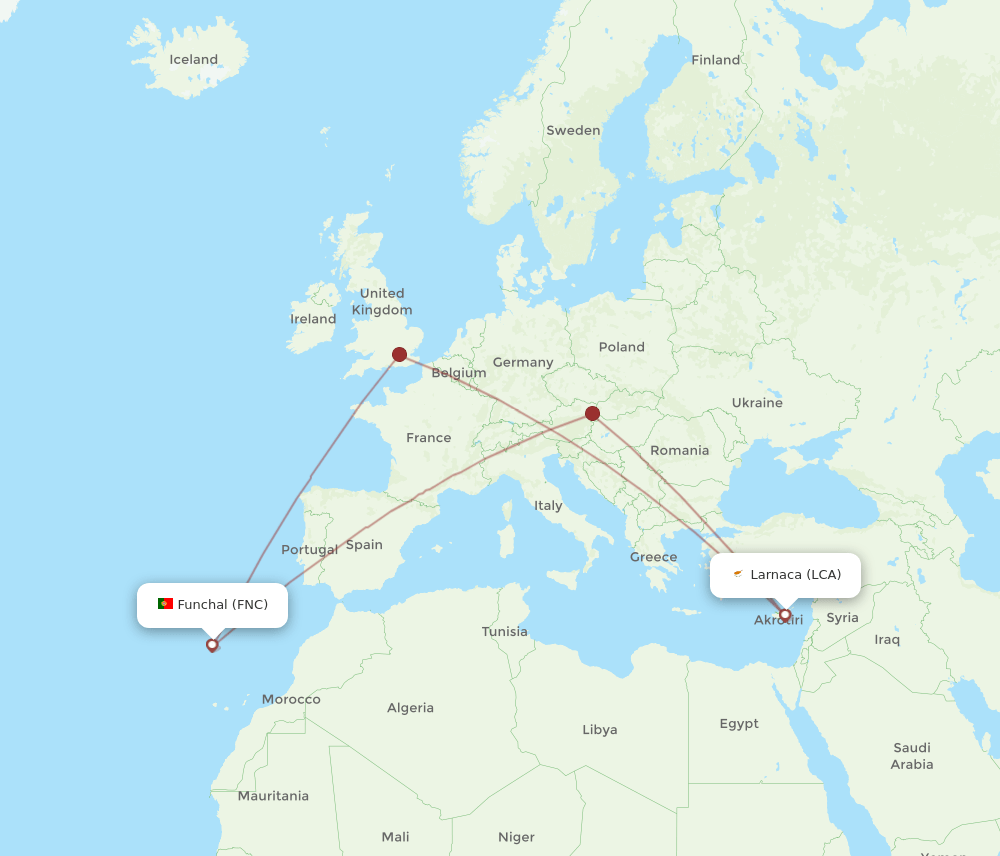 LCA-FNC flight routes