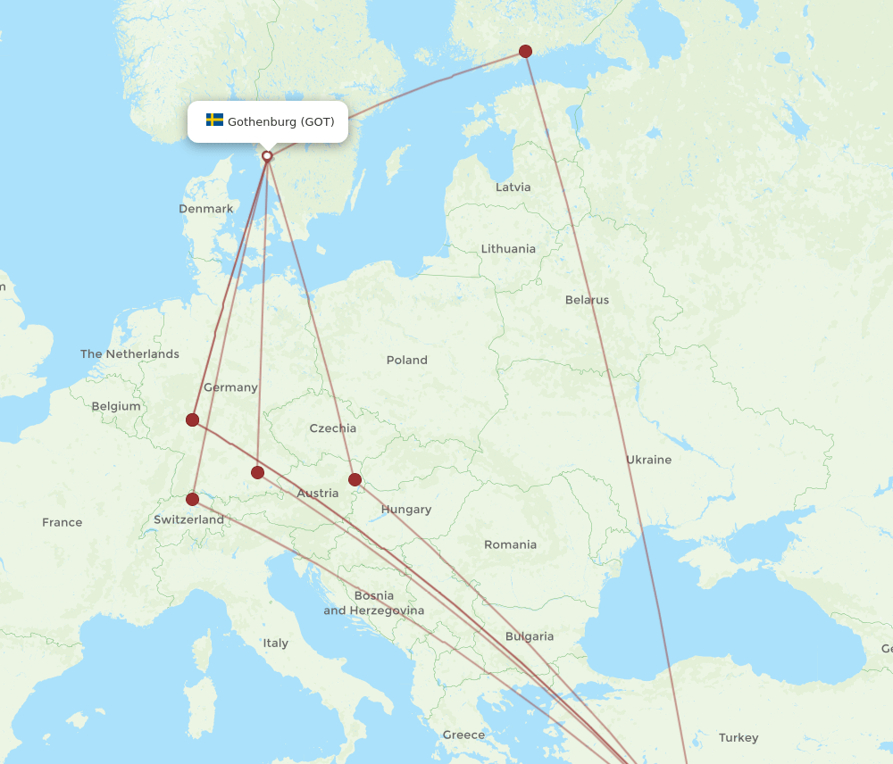 LCA to GOT flights and routes map