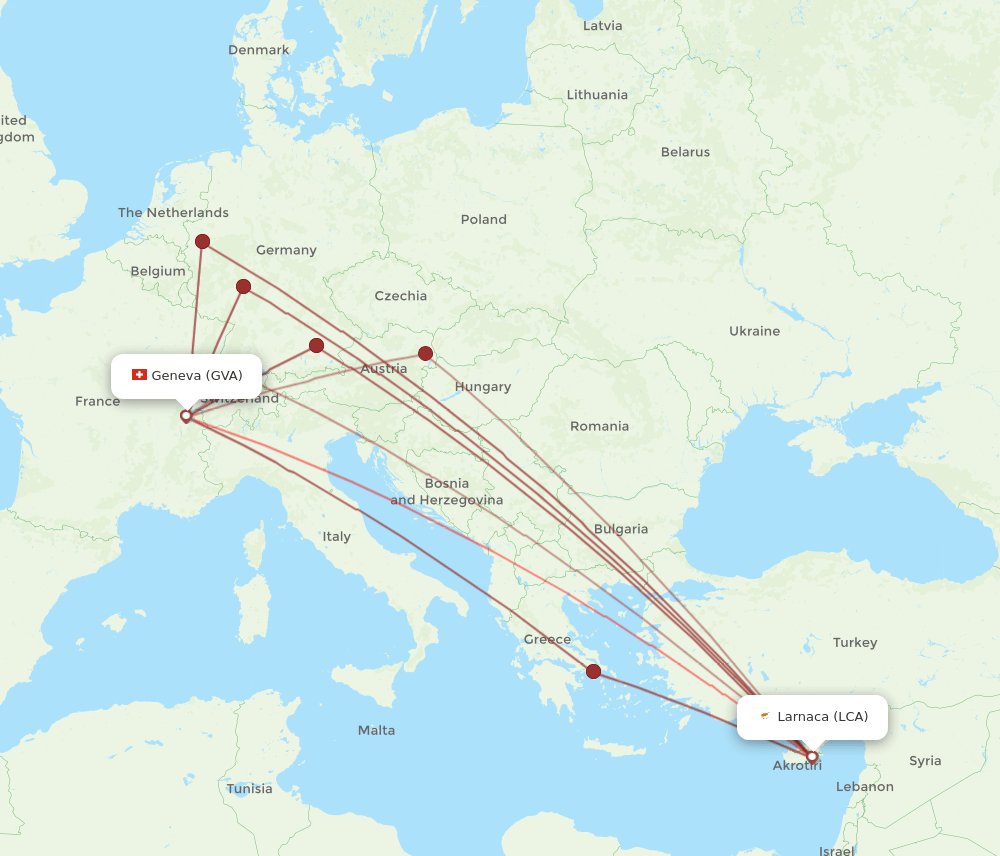 LCA-GVA flight routes
