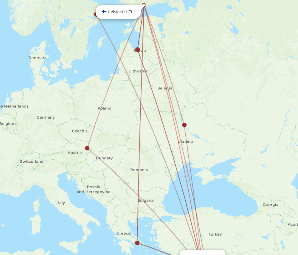 LCA-HEL flight routes