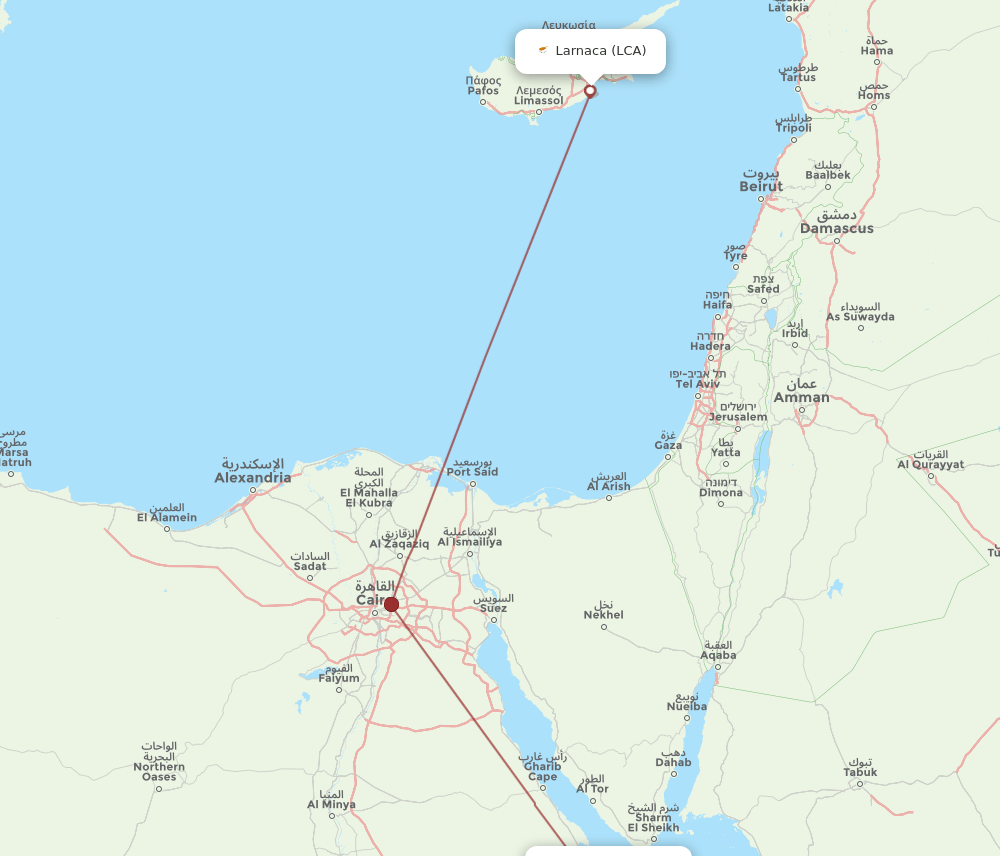 LCA-HRG flight routes