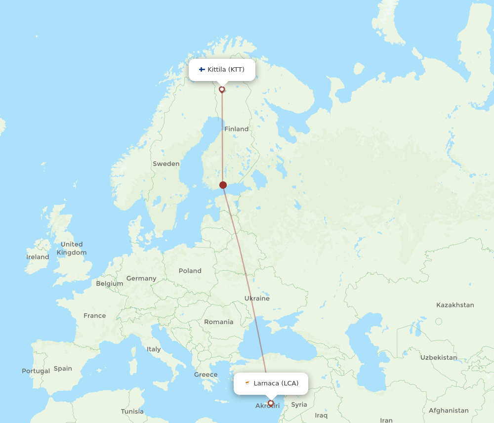 LCA-KTT flight routes