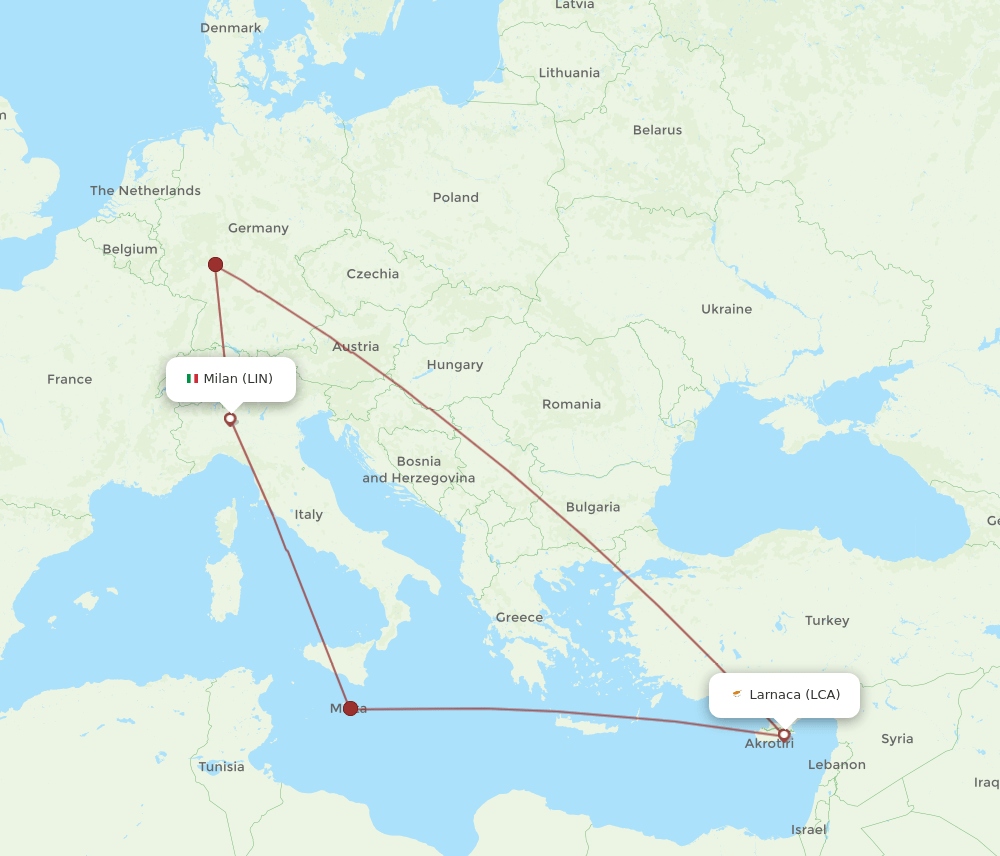 LCA-LIN flight routes