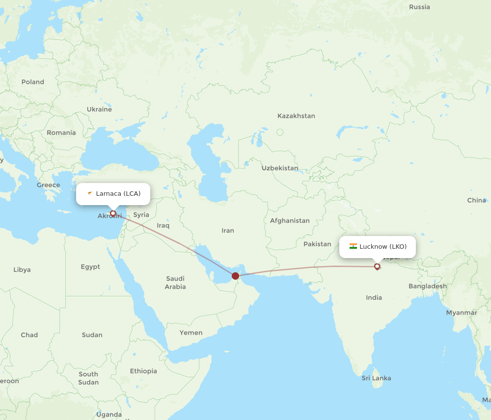 LCA-LKO flight routes