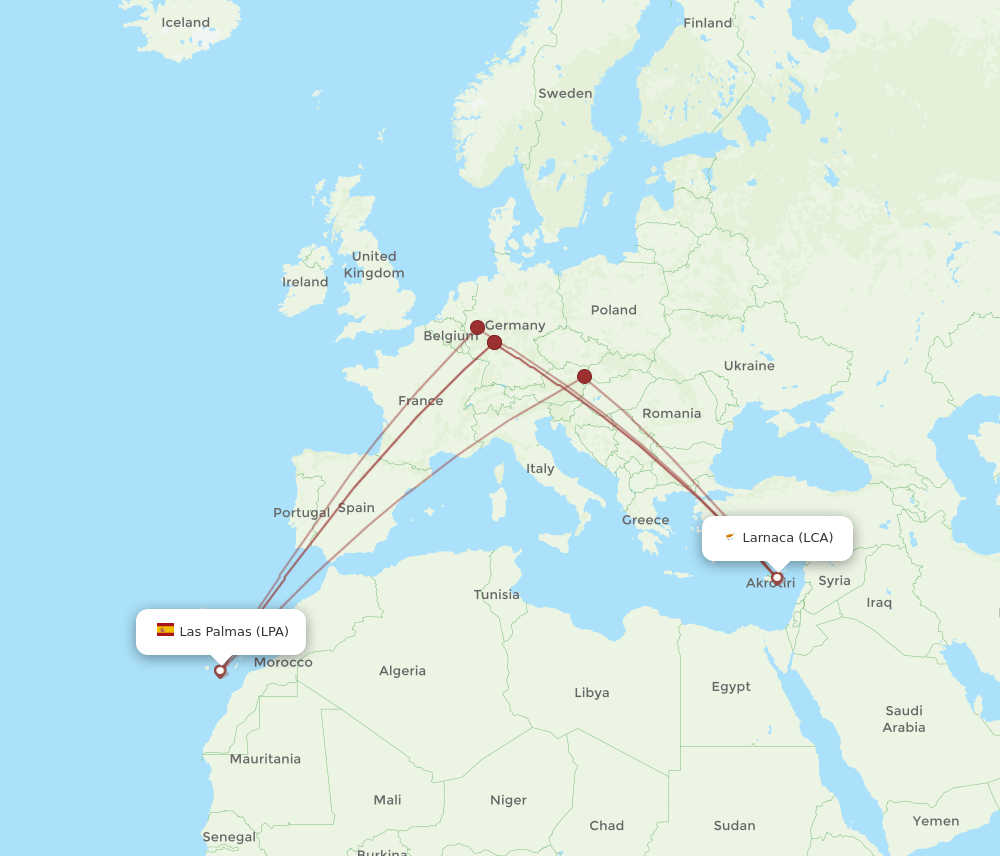 LCA-LPA flight routes