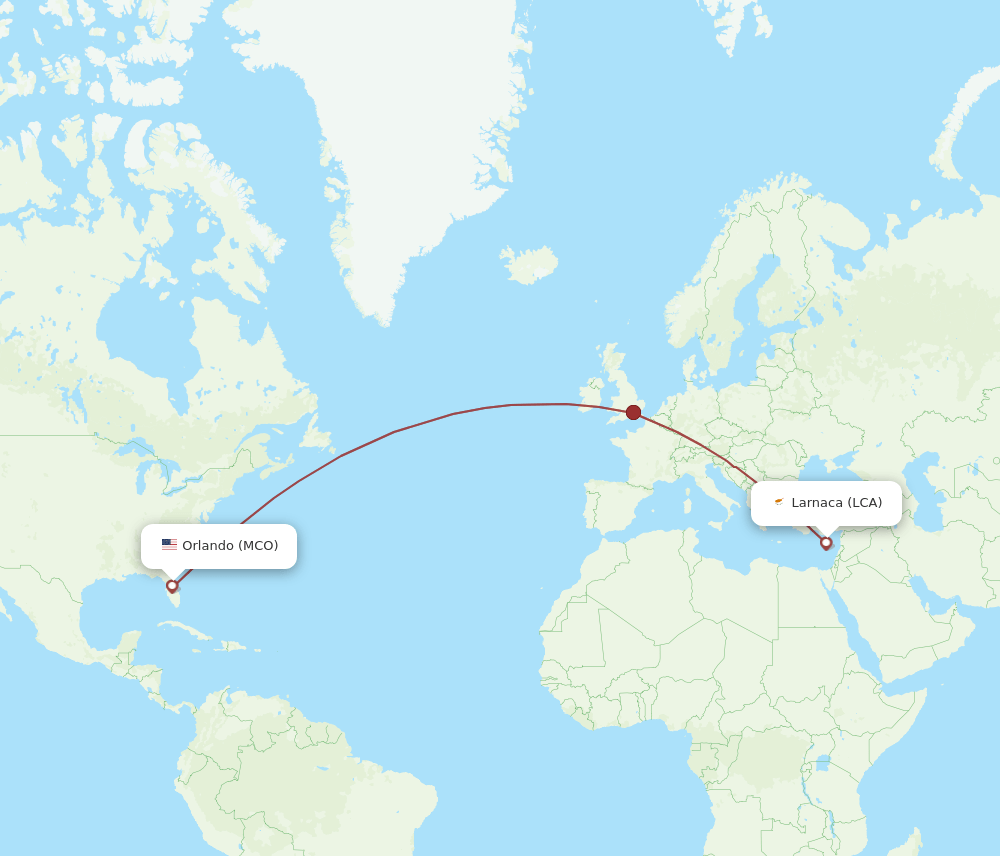 LCA-MCO flight routes