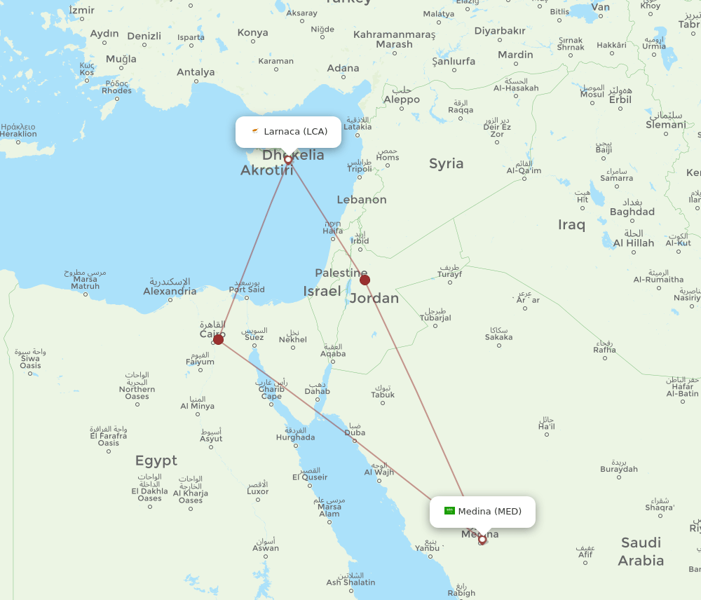 LCA-MED flight routes