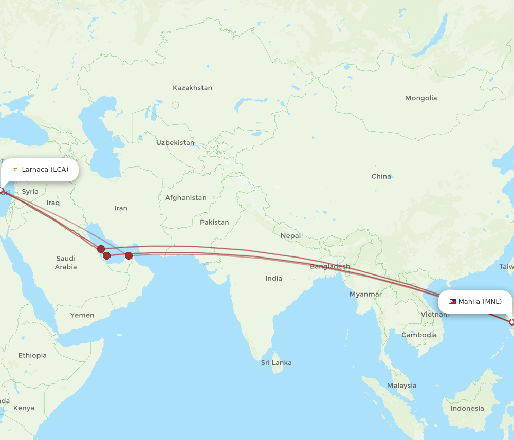 LCA-MNL flight routes