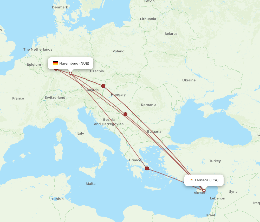 LCA-NUE flight routes