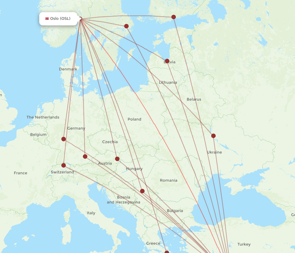 LCA-OSL flight routes