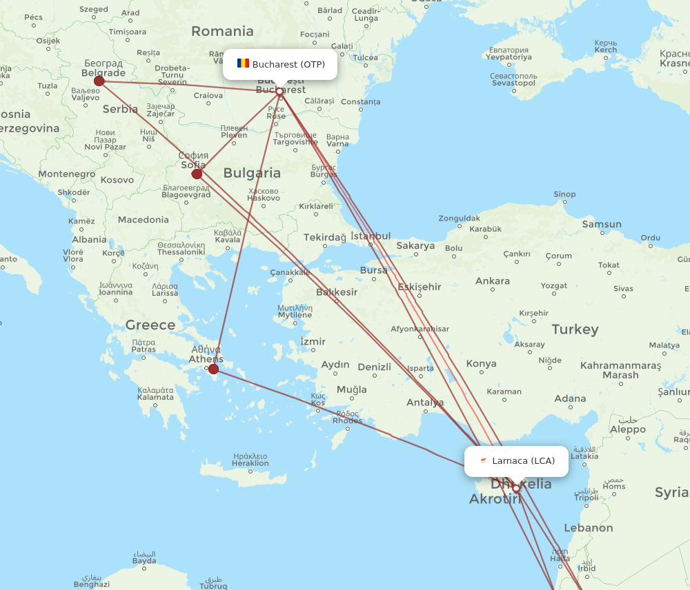 LCA-OTP flight routes
