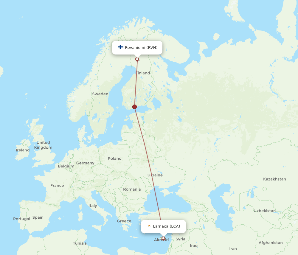 LCA-RVN flight routes