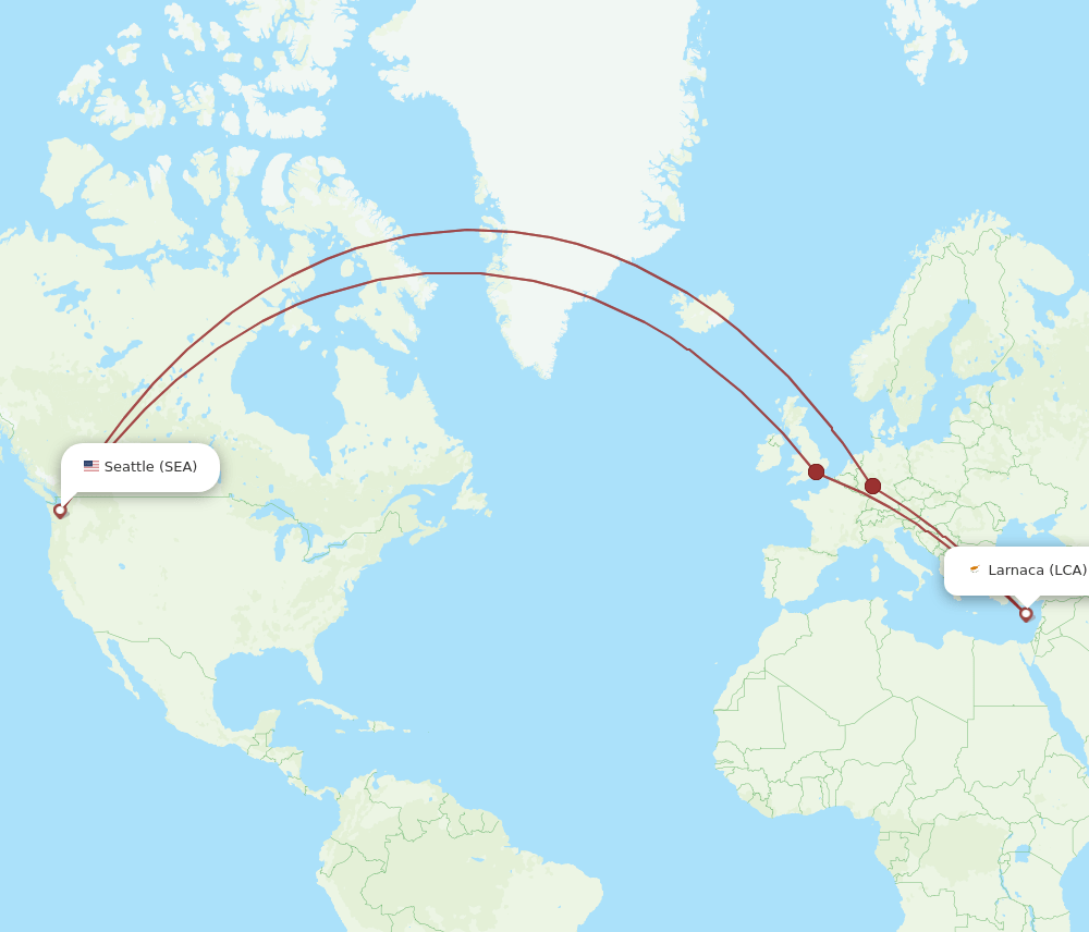 LCA-SEA flight routes