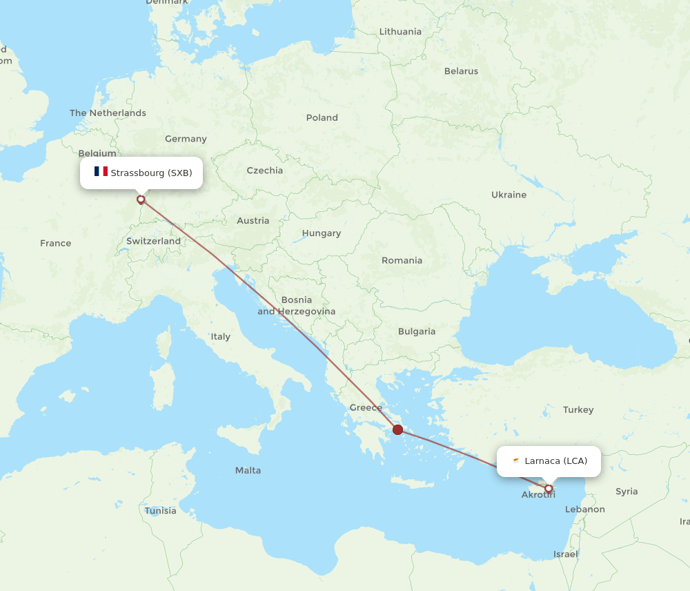 LCA-SXB flight routes