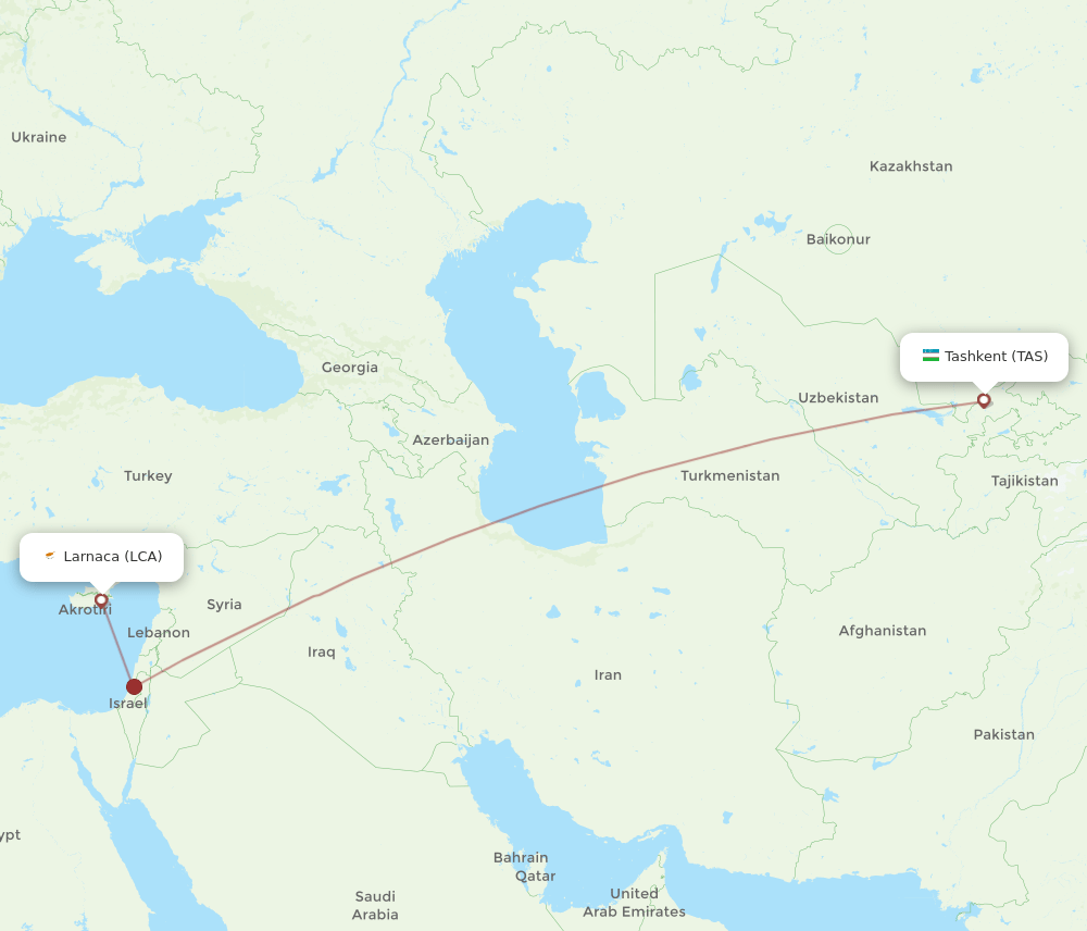 LCA-TAS flight routes