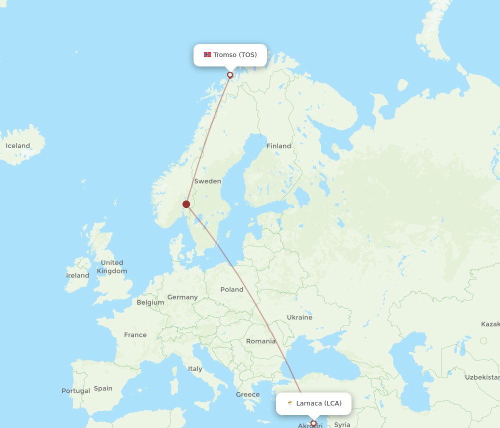 LCA-TOS flight routes