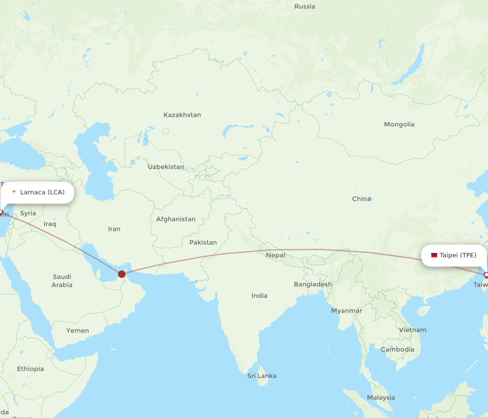 LCA-TPE flight routes