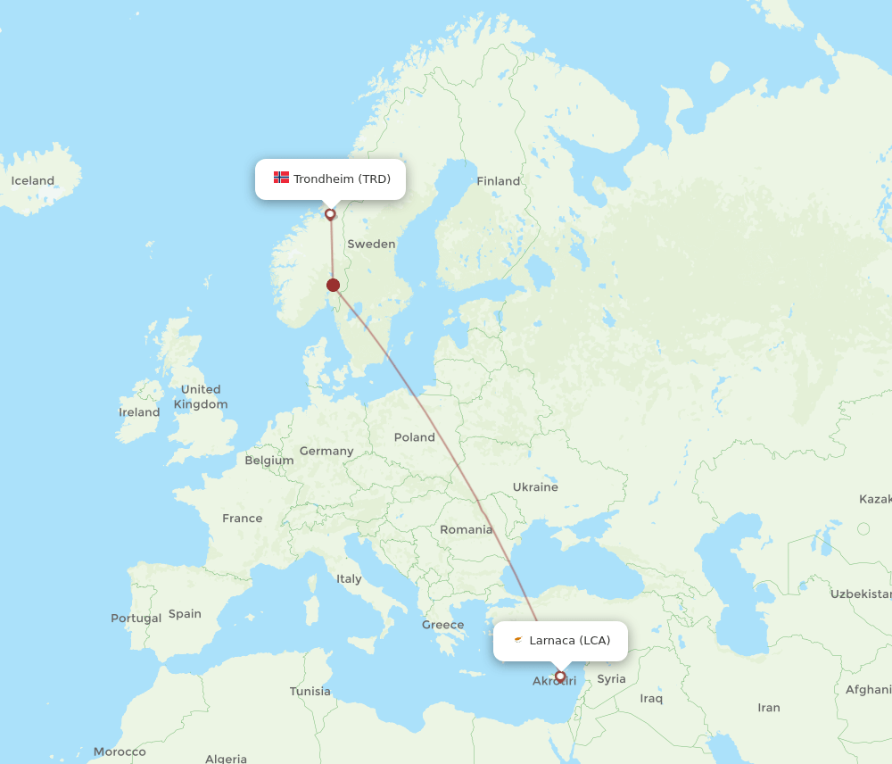 LCA-TRD flight routes
