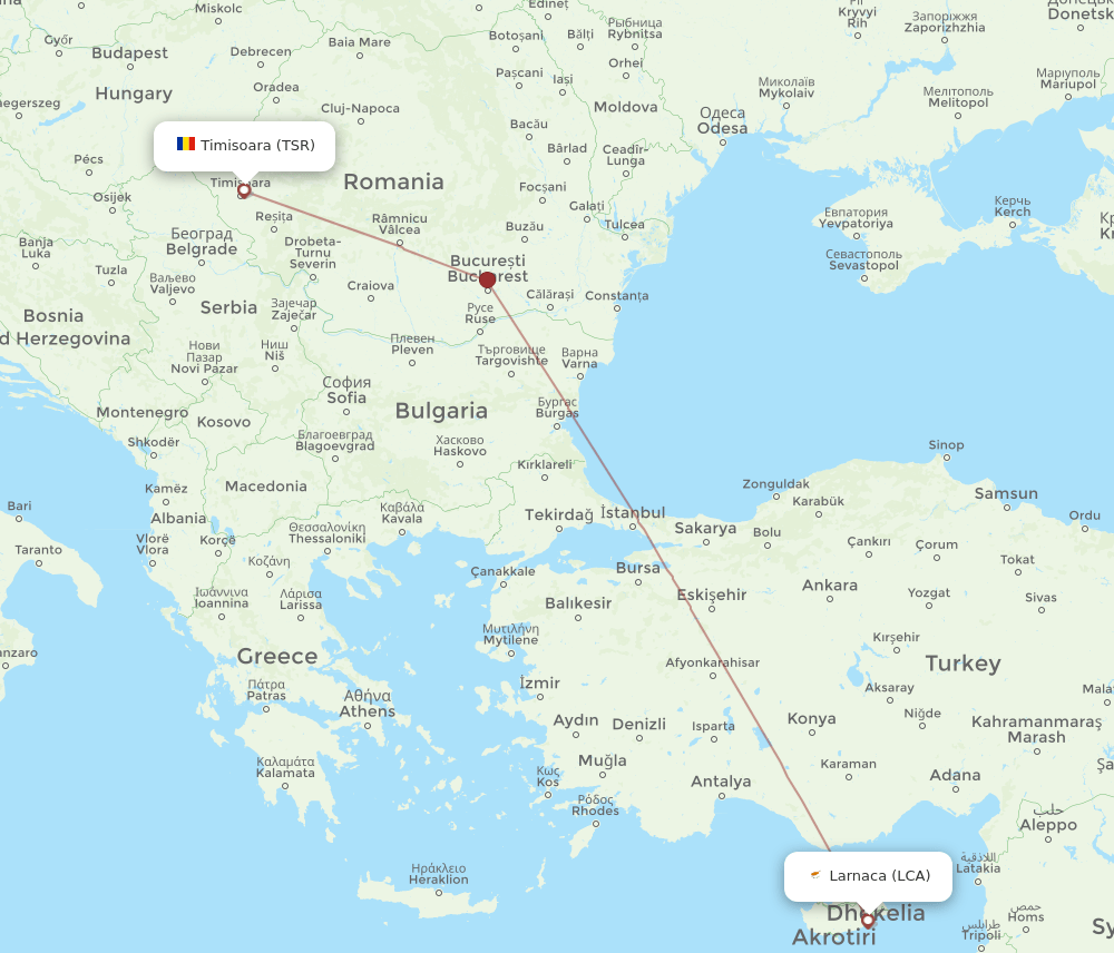 LCA to TSR flights and routes map