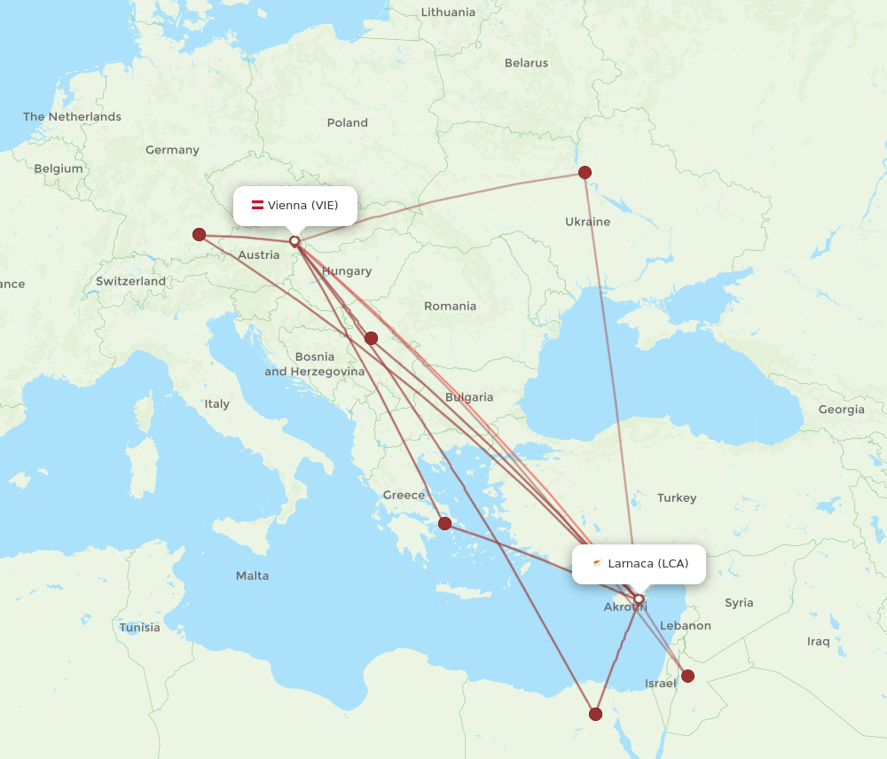 LCA-VIE flight routes