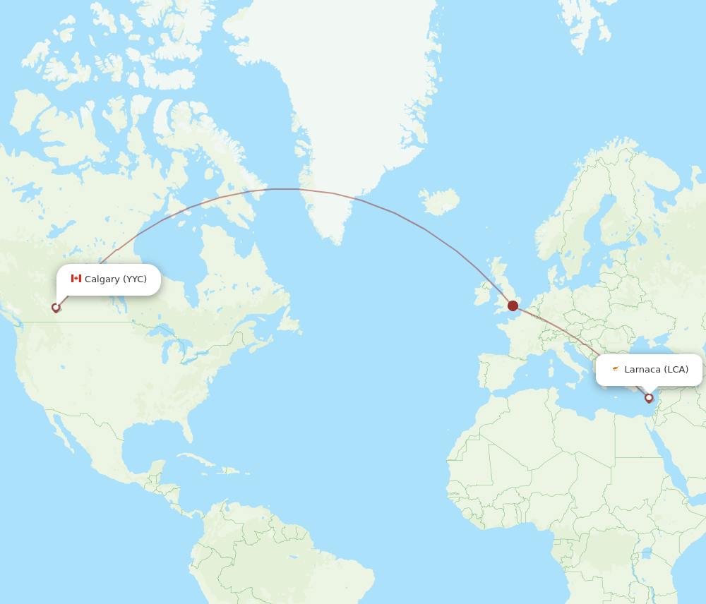 LCA-YYC flight routes