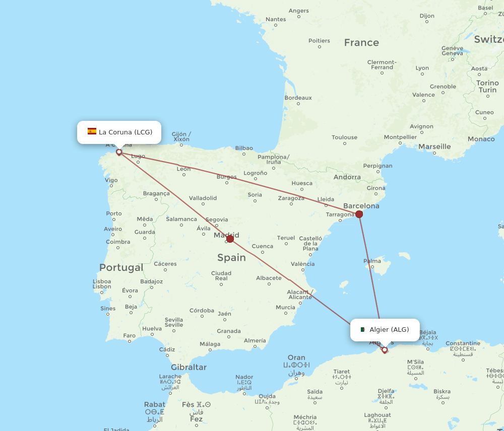 LCG-ALG flight routes