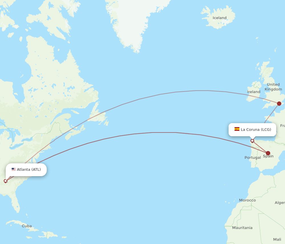 LCG-ATL flight routes