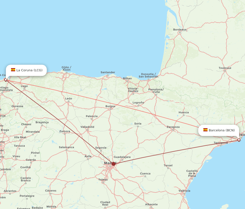 LCG-BCN flight routes