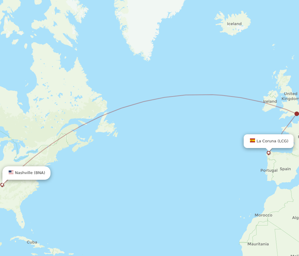LCG-BNA flight routes