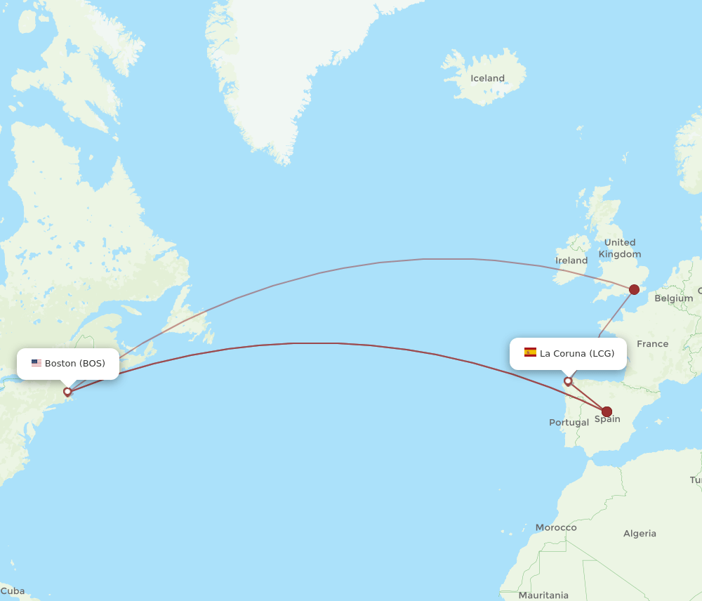 LCG-BOS flight routes