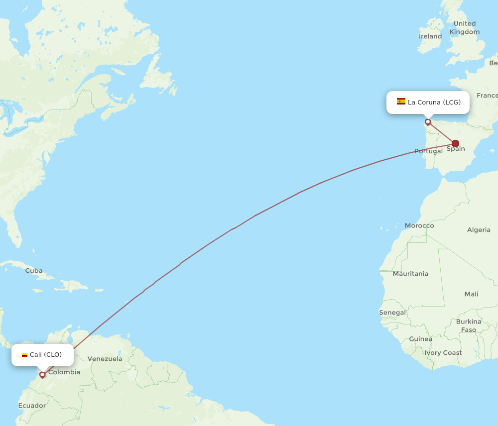 LCG-CLO flight routes