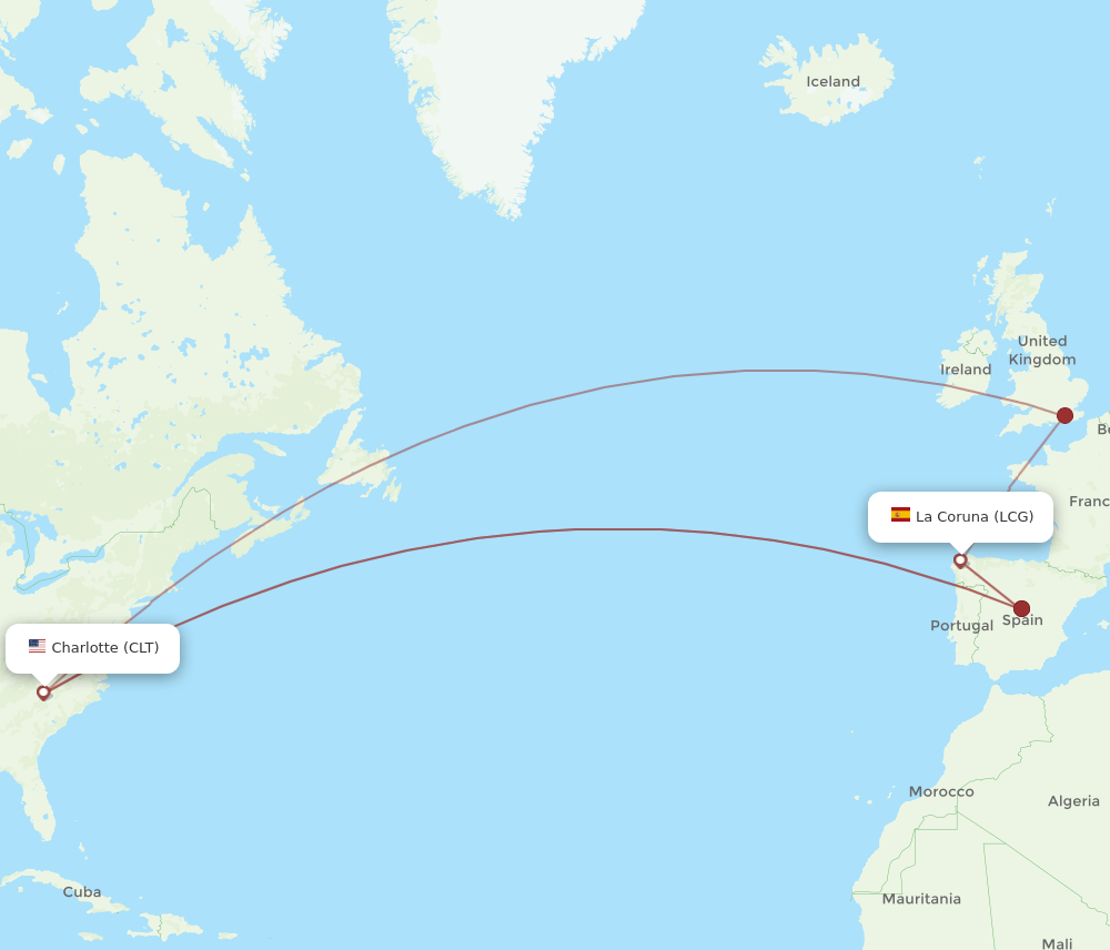LCG-CLT flight routes