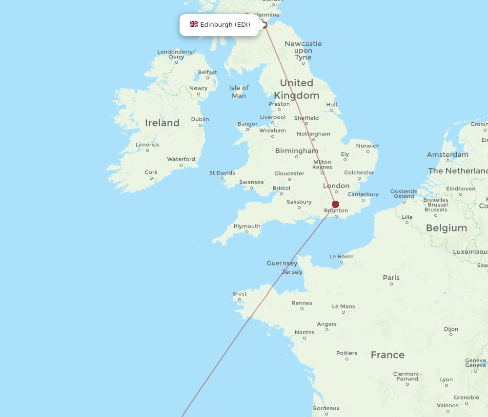 Edinburgh - La Coruna route map and flight paths