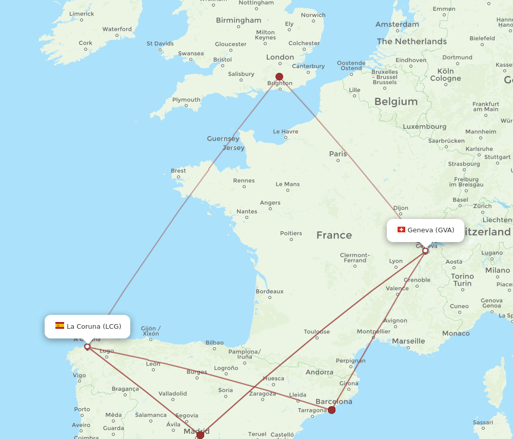 LCG-GVA flight routes