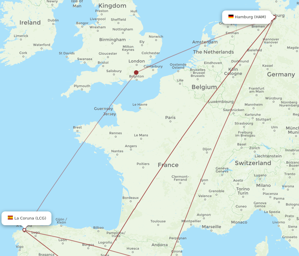 LCG-HAM flight routes