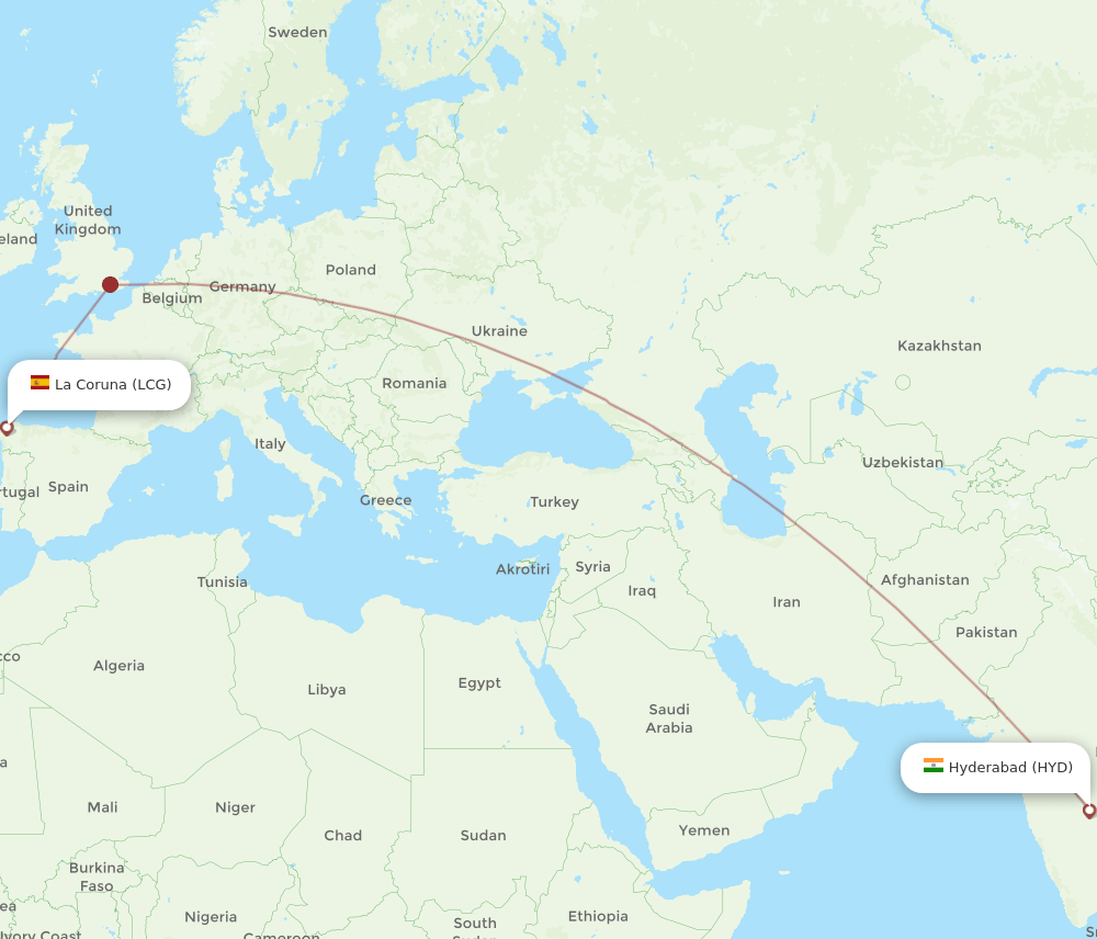 LCG-HYD flight routes