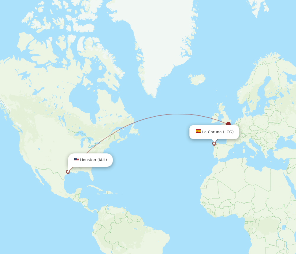 LCG-IAH flight routes