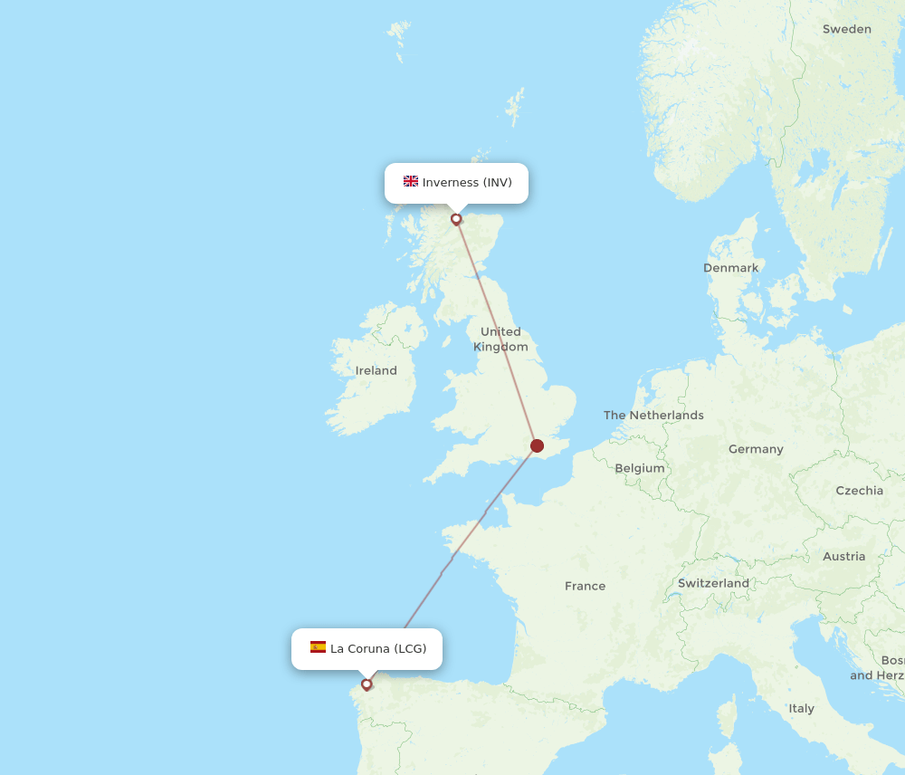 LCG to INV flights and routes map