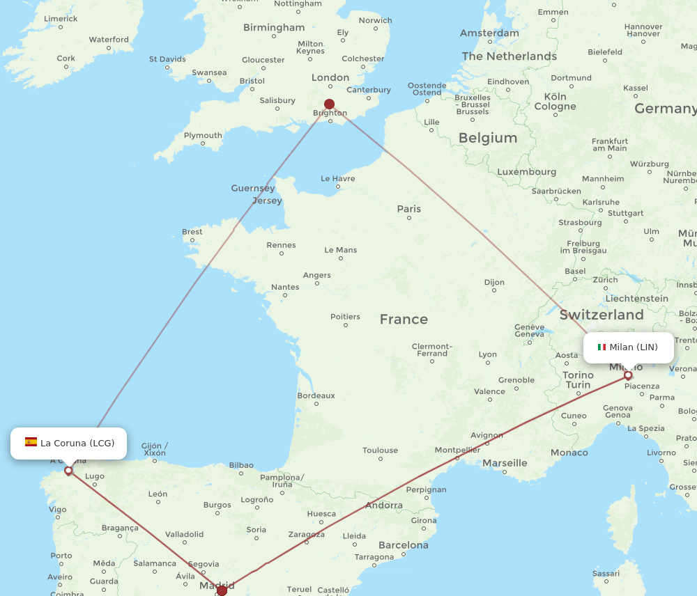 LCG-LIN flight routes