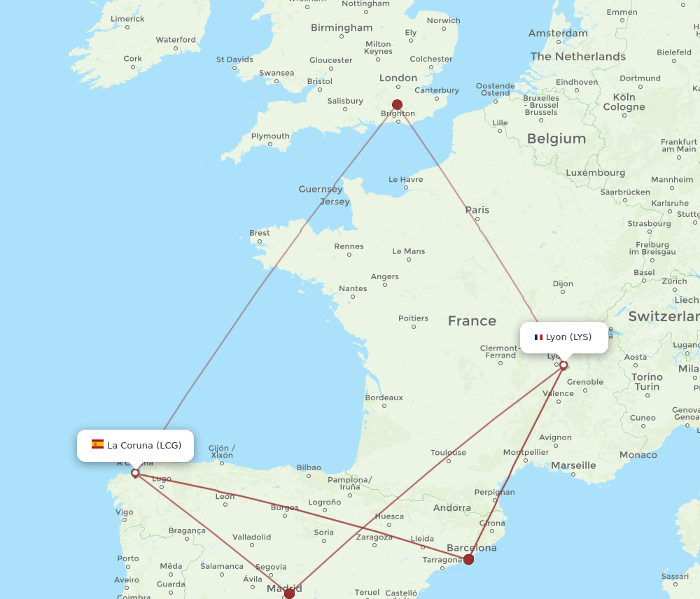 LCG-LYS flight routes