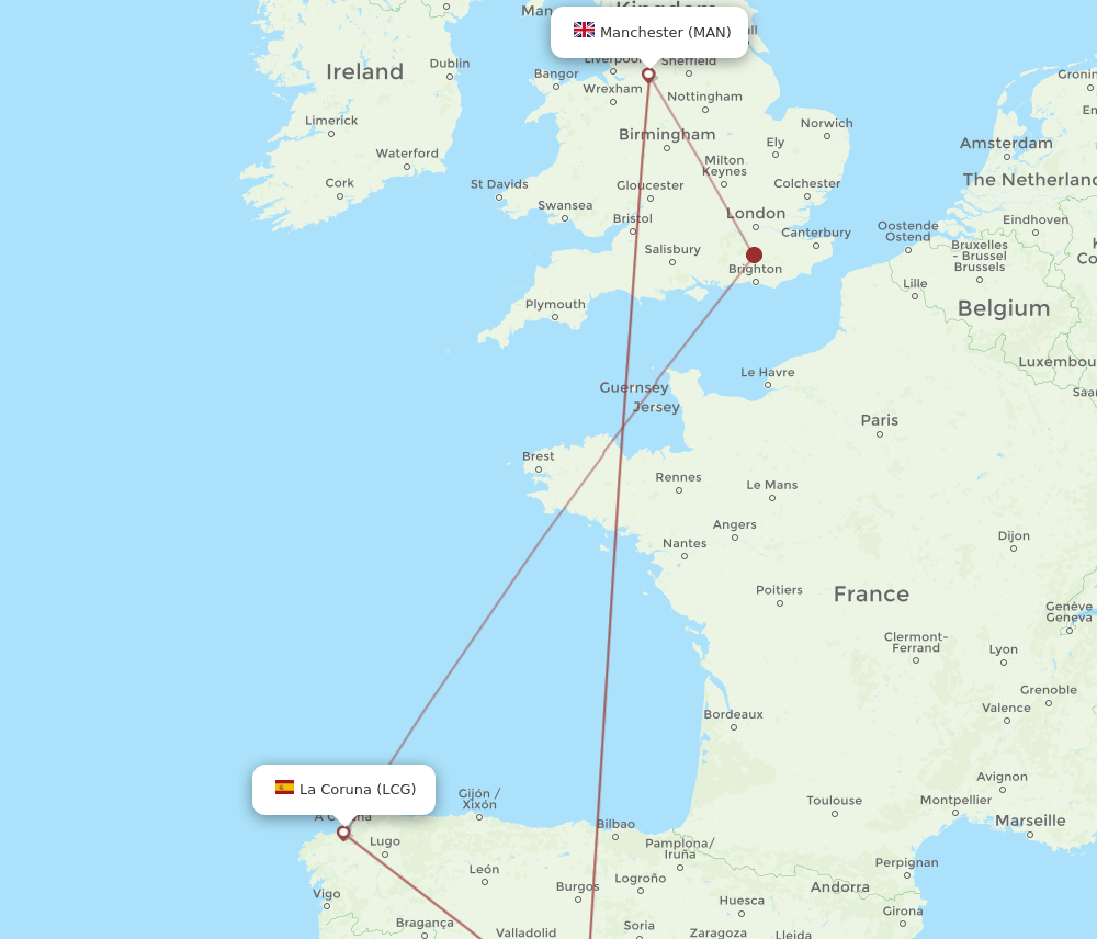 LCG-MAN flight routes