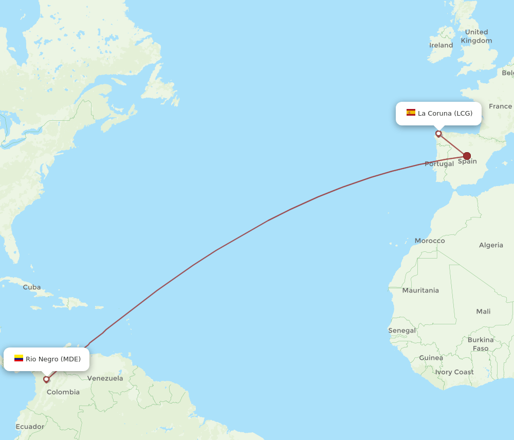 LCG-MDE flight routes