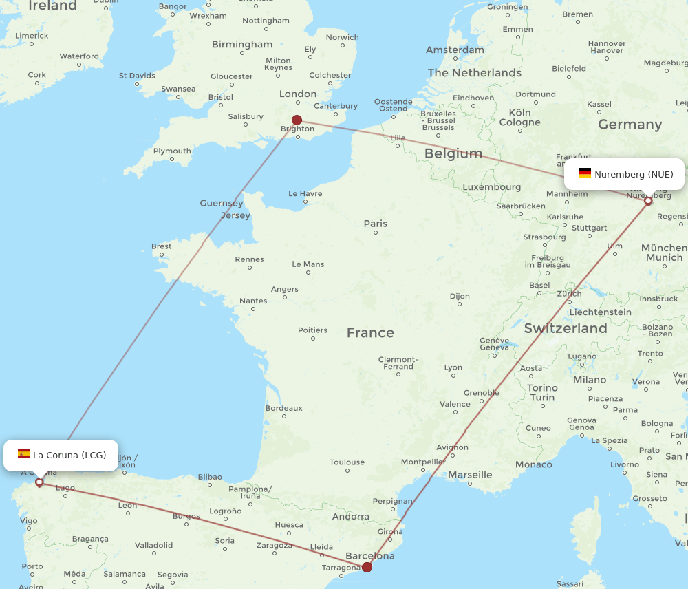 LCG-NUE flight routes