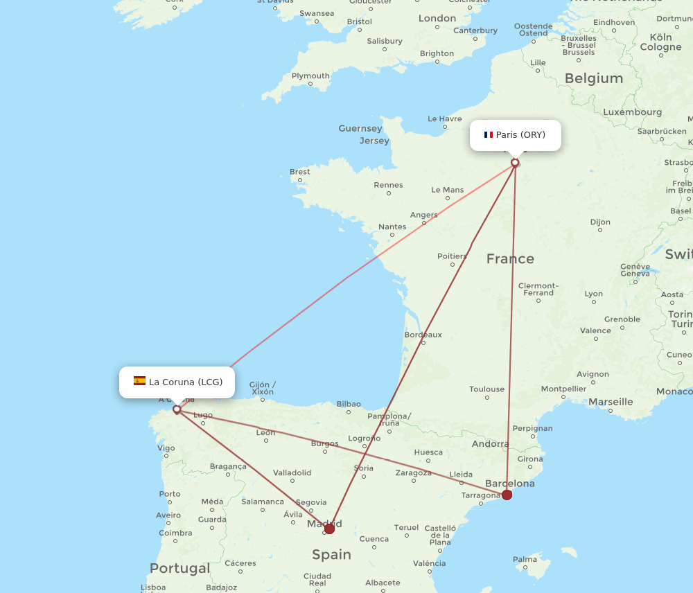 LCG-ORY flight routes