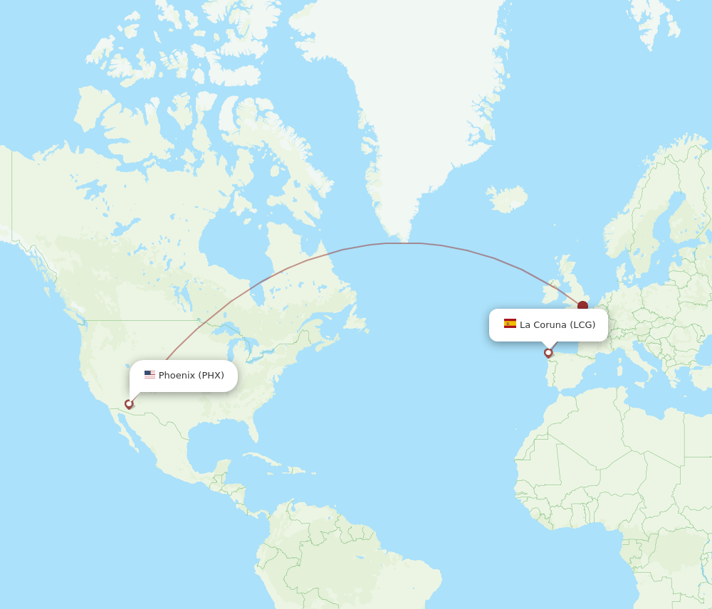 LCG-PHX flight routes