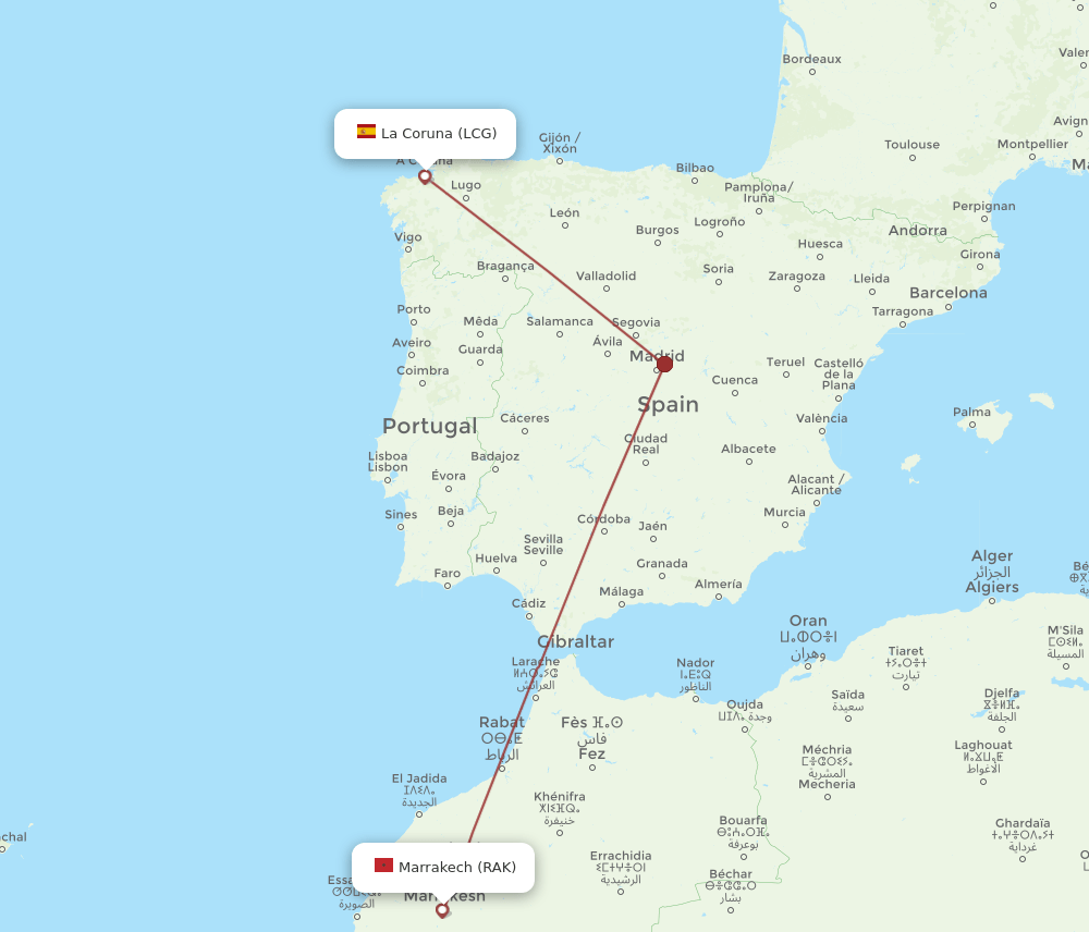 LCG-RAK flight routes