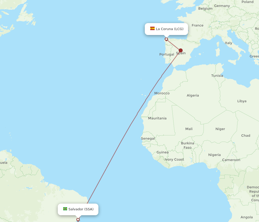 LCG to SSA flights and routes map