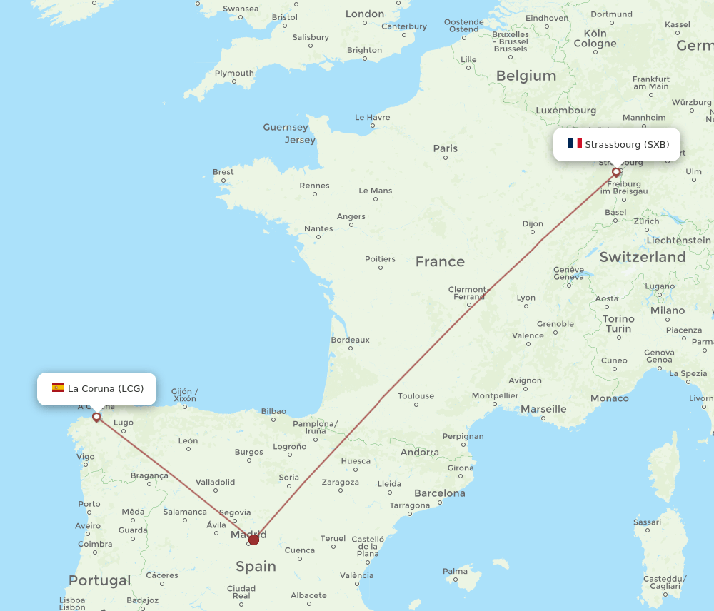 LCG-SXB flight routes